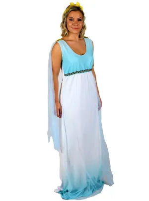 Greek Goddess Womens Blue and White Toga Costume