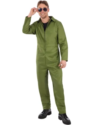 Green Mens Top Gun Flight Suit Costume