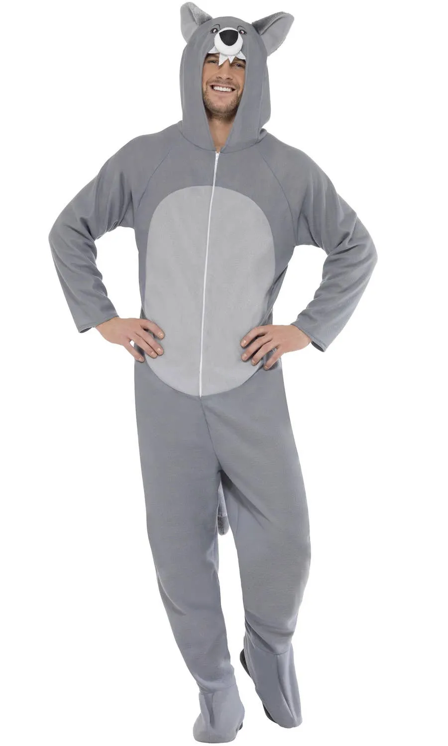 Grey Wolf Mens Animal Onesie Costume