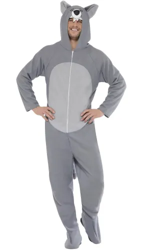 Grey Wolf Mens Animal Onesie Costume