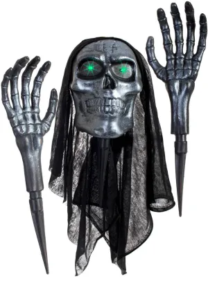 Grim Reaper Garden Stakes with Light Up Eyes Halloween Decoration