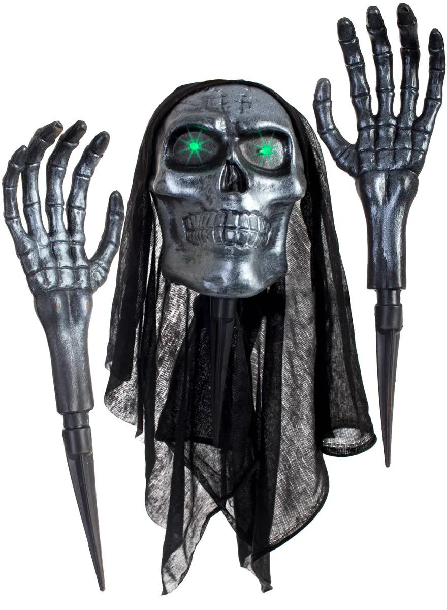 Grim Reaper Garden Stakes with Light Up Eyes Halloween Decoration