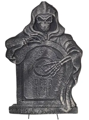 Grim Reaper Grey Foam Cemetery Tombstone Halloween Decoration