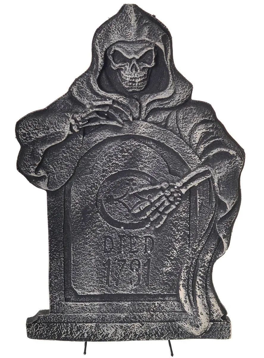 Grim Reaper Grey Foam Cemetery Tombstone Halloween Decoration