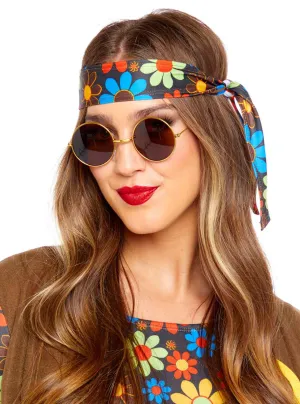 Groovy 1960s Brown Lens Adults Hippie Glasses