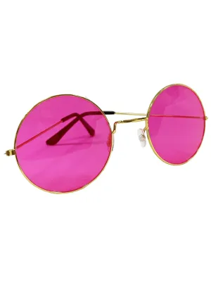Groovy 70s Large Round Pink Hippie Glasses