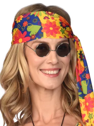 Groovy Adults Black Lens 1960s Hippie Glasses