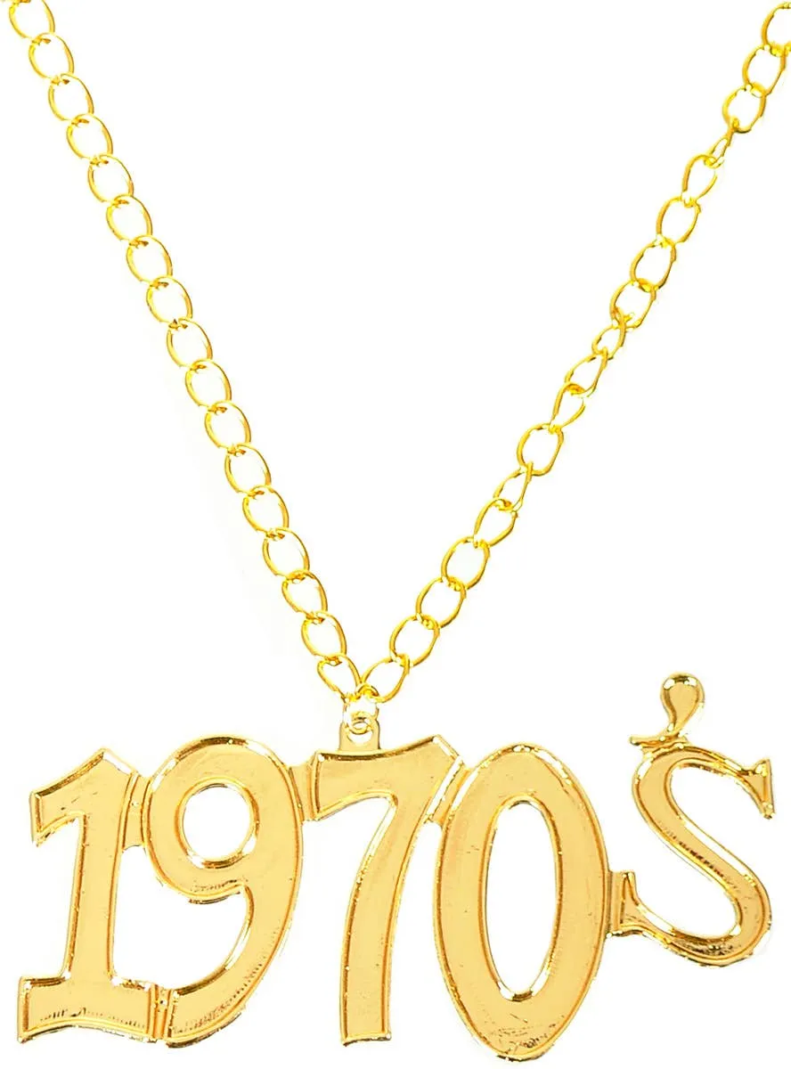 Groovy Gold 1970s Medallion Costume Necklace