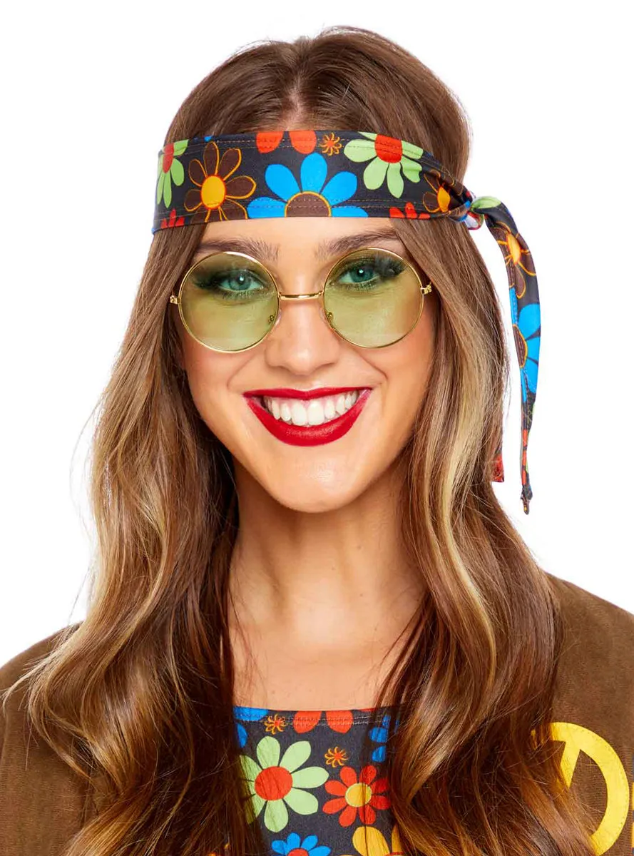 Groovy Green Lens 1960s Adults Hippie Glasses