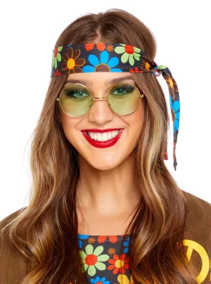 Groovy Green Lens 1960s Adults Hippie Glasses