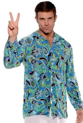 Groovy Hippie Mens 1970s Costume Shirt