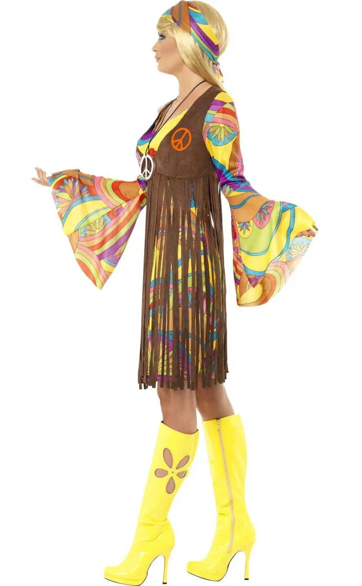 Groovy Lady Womens Rainbow Hippie Costume