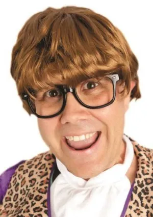 Groovy Secret Agent Mens Brown Costume Wig