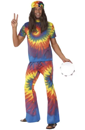 Groovy Tie-Dye Hippie Mens 1970s Costume