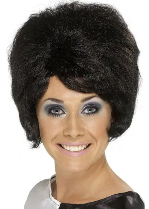 Groovy Womens 1960s Black Beehive Wig