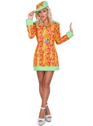 Groovy Womens 1960s Orange Hippie Costume