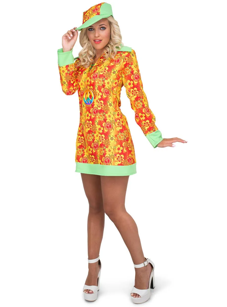 Groovy Womens 1960s Orange Hippie Costume