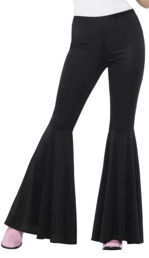 Groovy Womens Black Flared 1970s Costume Pants
