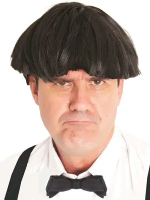 Grumpy Stooge Mens Black Costume Wig