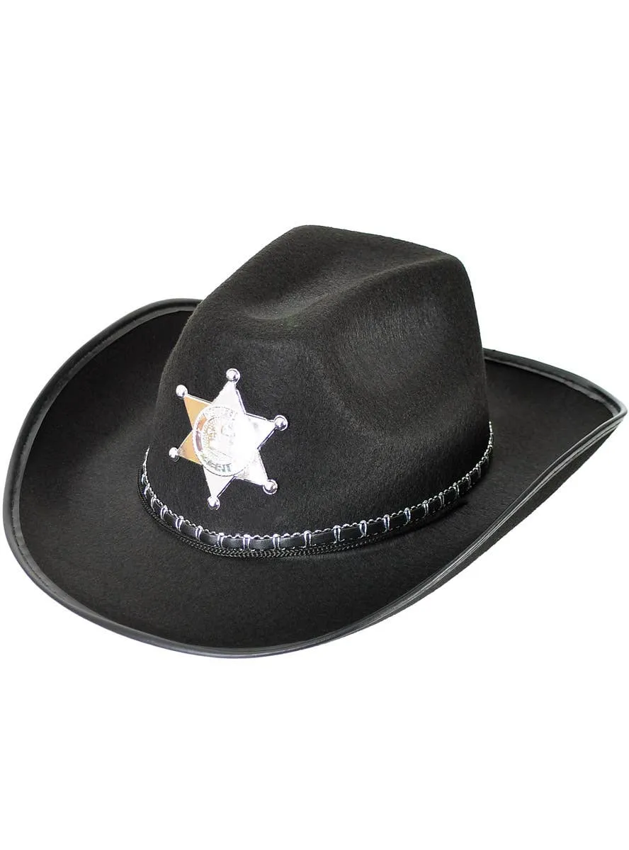 Gunslinger Black Sheriff Cowboy Hat with Star