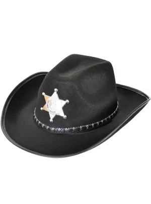 Gunslinger Black Sheriff Cowboy Hat with Star