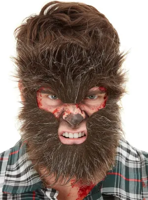Hairy Brown Werewolf Facial Hair Halloween Accessory