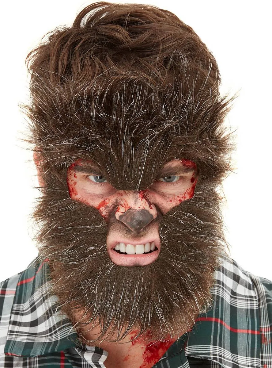 Hairy Brown Werewolf Facial Hair Halloween Accessory