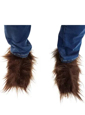 Hairy Brown Werewolf Shoe Covers Costume Accessory