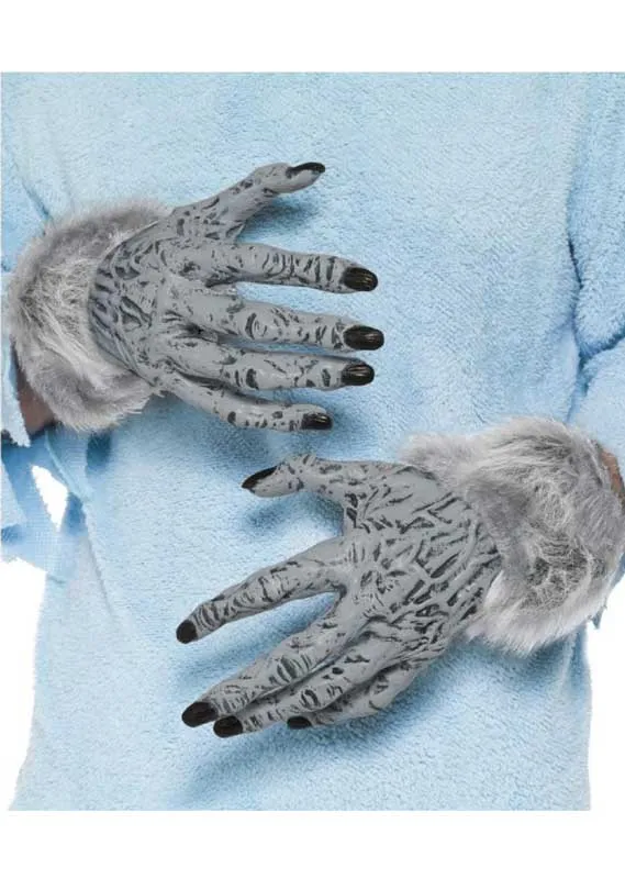 Hairy Grey Werewolf Costume Hands