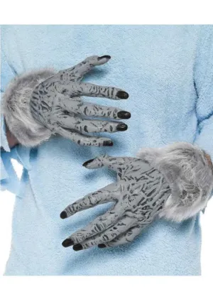 Hairy Grey Werewolf Costume Hands