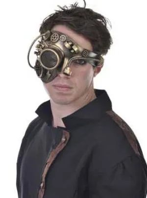 Half Face Gold Steampunk Deluxe Masquerade Mask