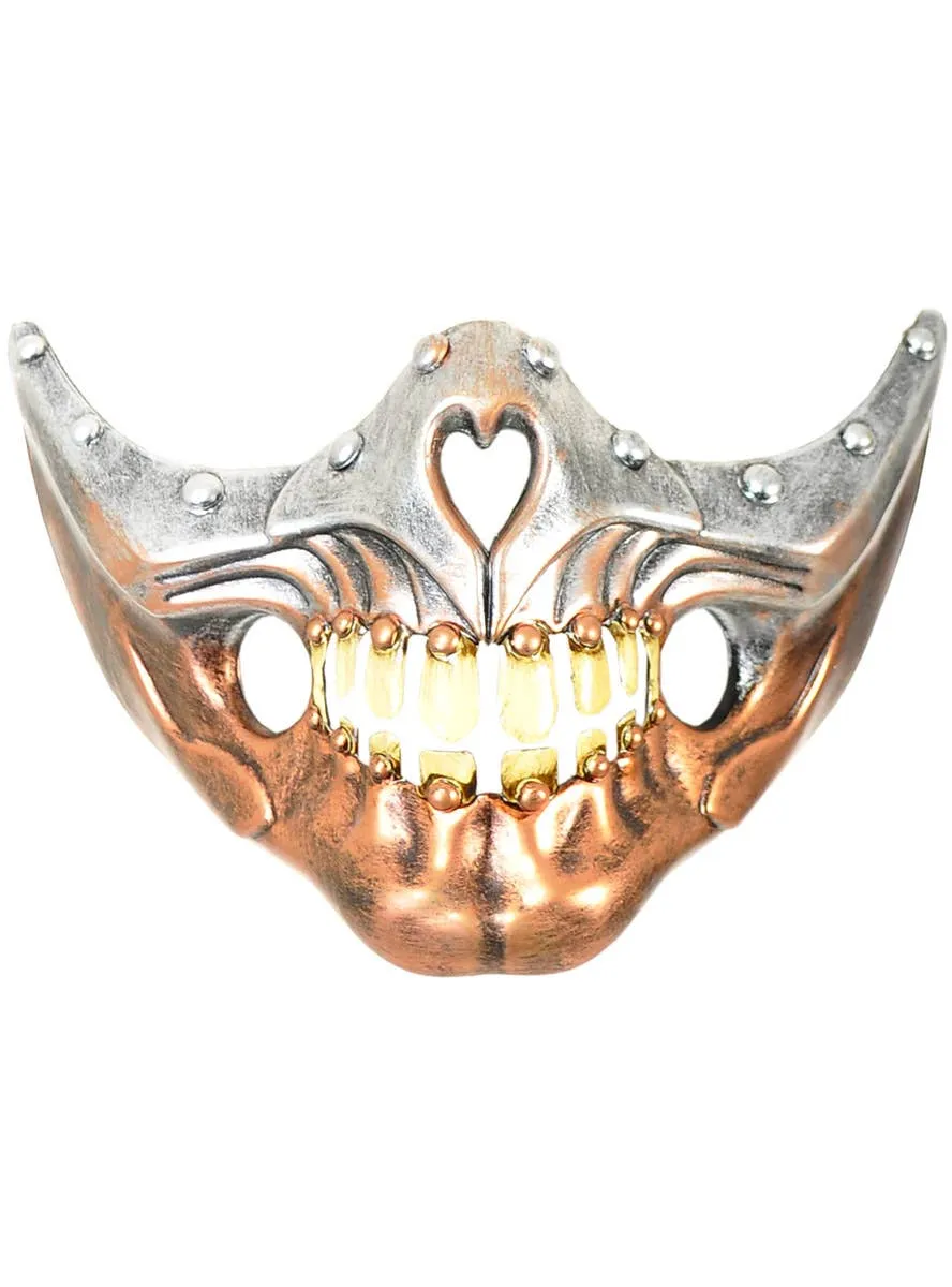 Half Face Silver and Copper Skeleton Halloween Mask