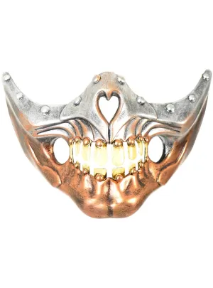 Half Face Silver and Copper Skeleton Halloween Mask
