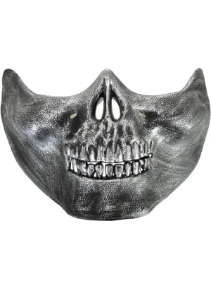 Half Face Silver Skeleton Halloween Costume Mask