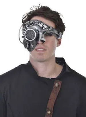 Half Face Silver Steampunk Deluxe Masquerade Mask
