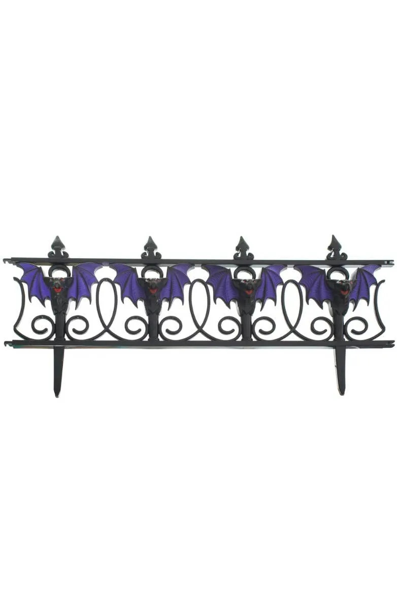 Halloween Black and Purple Picket Bat Fence Decoration