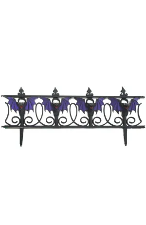 Halloween Black and Purple Picket Bat Fence Decoration
