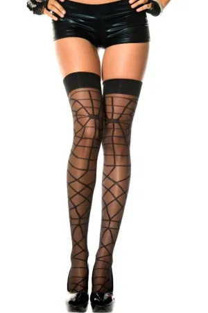 Halloween Black Spiderweb Thigh High Stockings