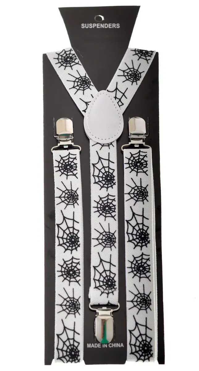 Halloween White and Black Spiderweb Suspenders Costume Accessory