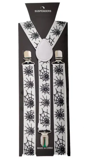 Halloween White and Black Spiderweb Suspenders Costume Accessory