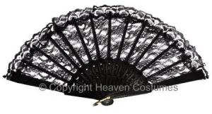 Hand Held Black Lace Fan Costume Accessory