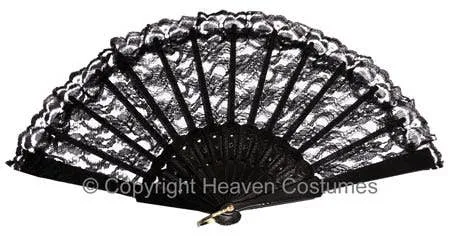 Hand Held Black Lace Fan Costume Accessory