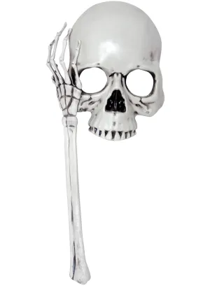 Hand Held Skeleton Face and Arm Halloween Costume Mask