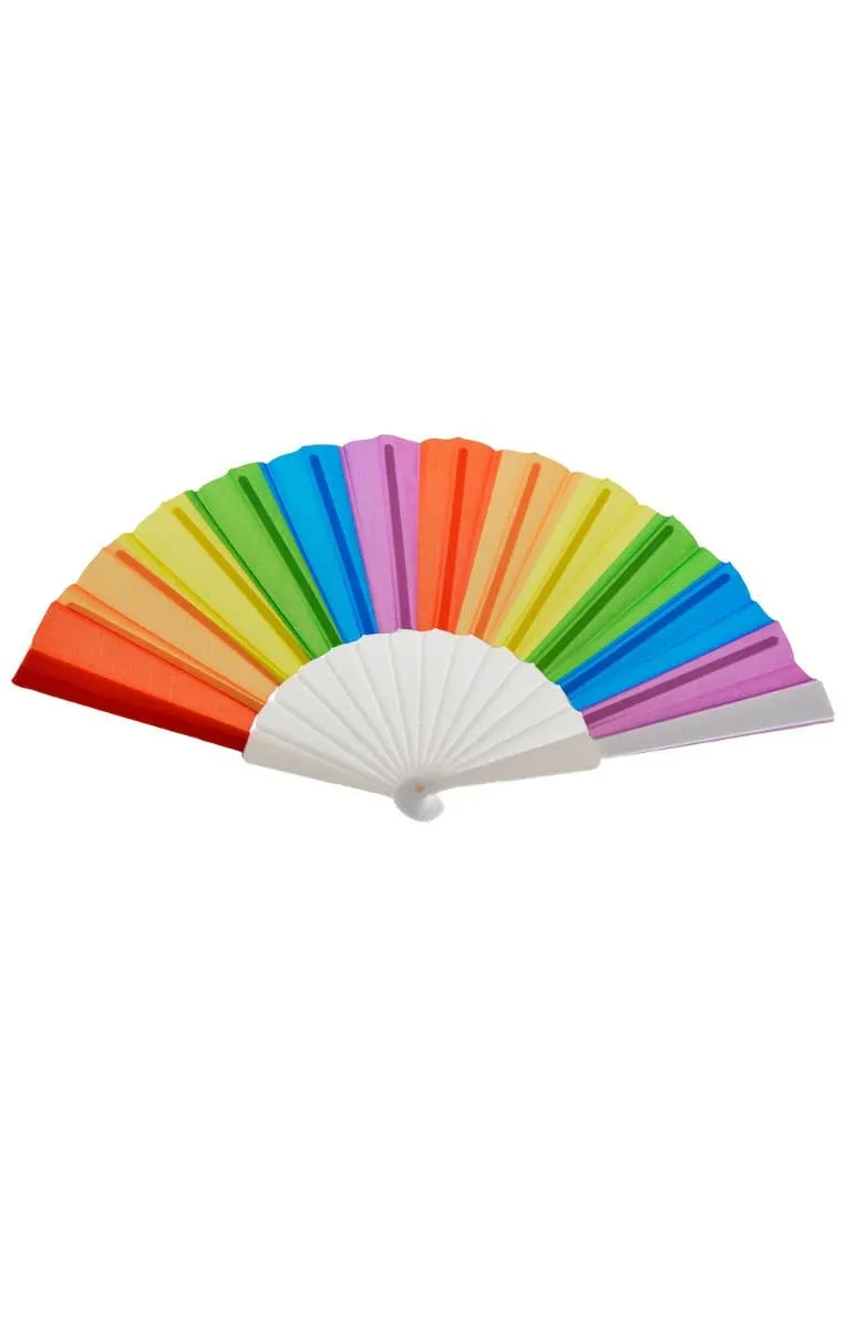 Handheld Rainbow Coloured Fan Costume Accessory
