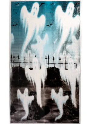 Hanging 106 x183cm Ghosts in Graveyard Halloween Decoration