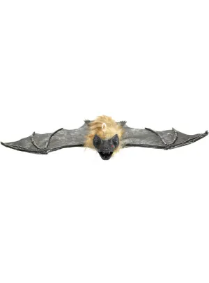 Hanging Black Furry Bat Halloween Decoration