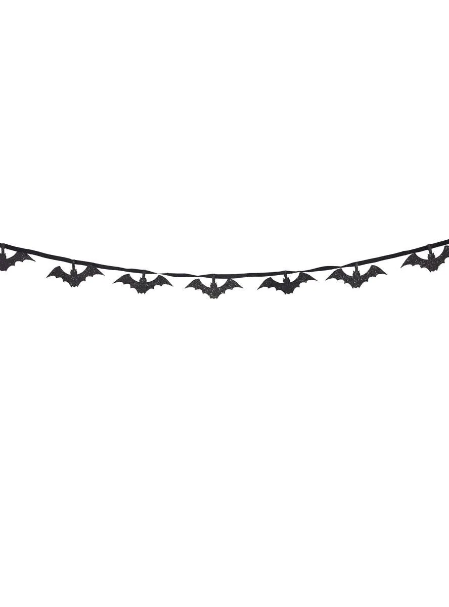 Hanging Black Glitter Bats Garland Halloween Decoration