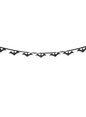 Hanging Black Glitter Bats Garland Halloween Decoration