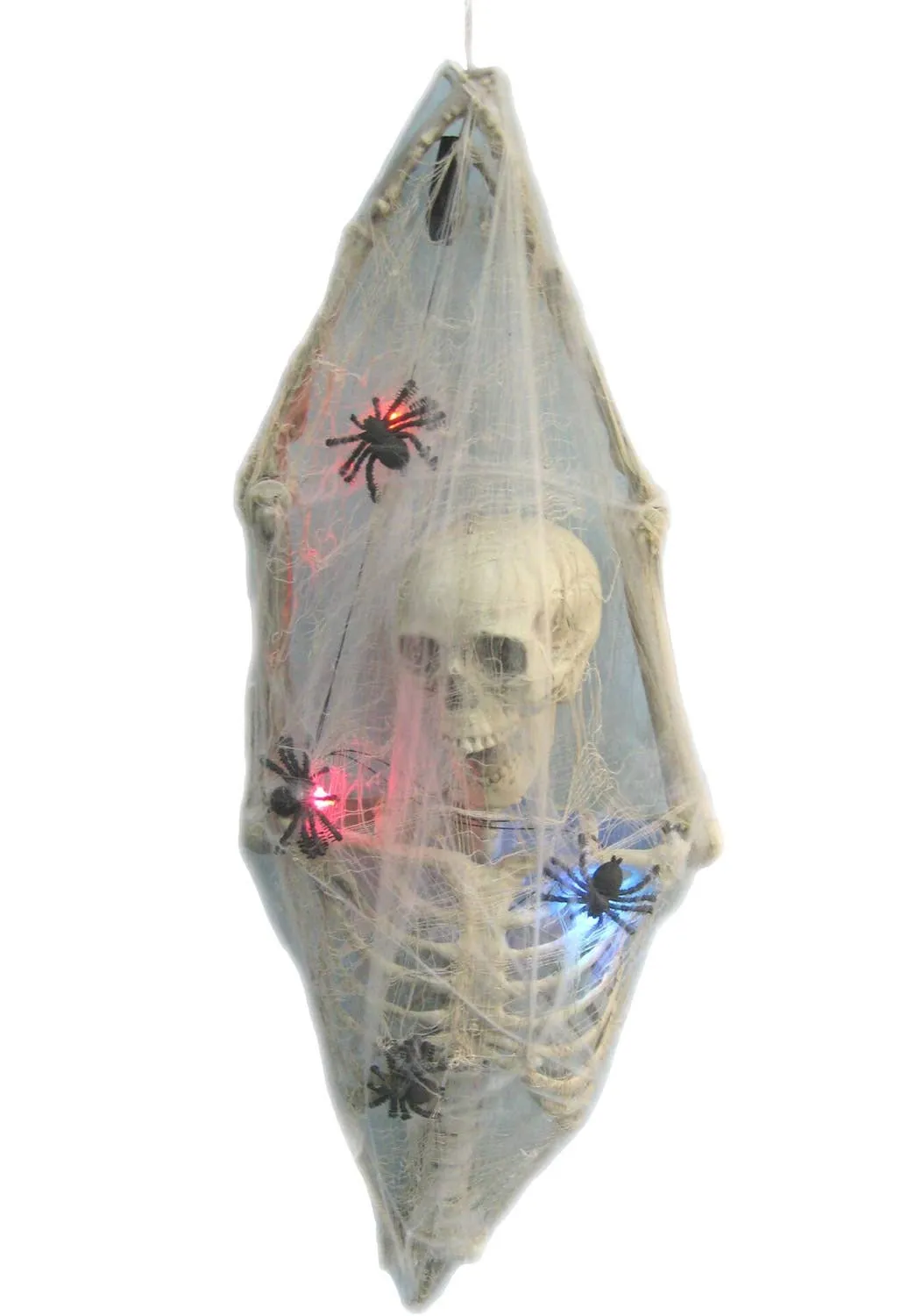 Hanging Cocoon Skeleton with LED Lights Halloween Prop