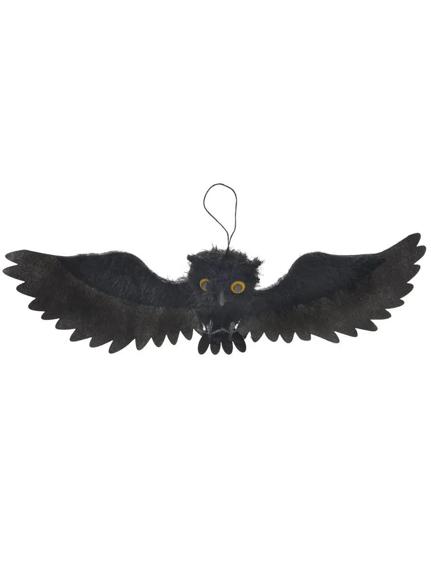 Hanging Fake Black Owl Halloween Decoration